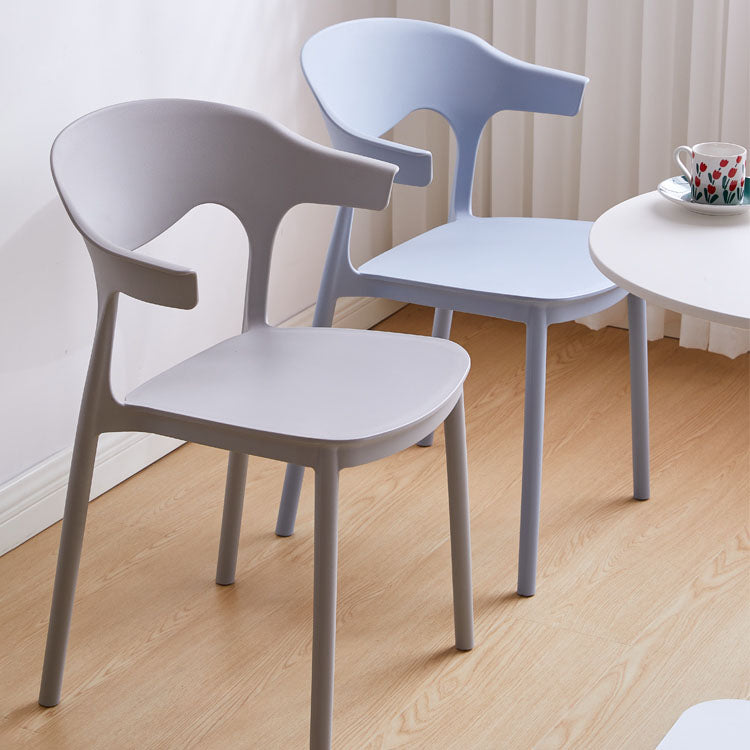 Silla apilable de cocina contemporánea, silla lateral sin brazos con patas de plástico