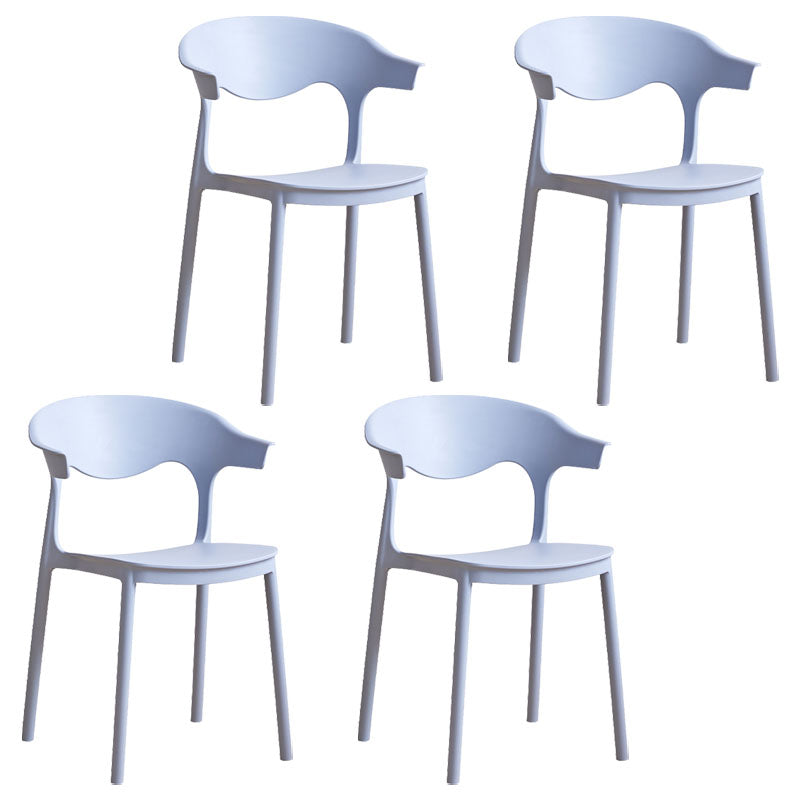 Silla apilable de cocina contemporánea, silla lateral sin brazos con patas de plástico
