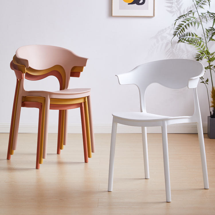 Silla apilable de cocina contemporánea, silla lateral sin brazos con patas de plástico