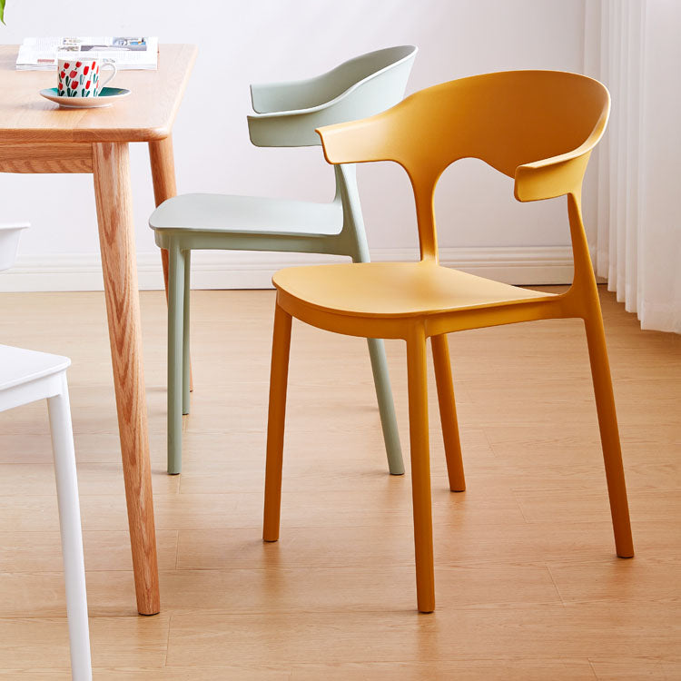 Silla apilable de cocina contemporánea, silla lateral sin brazos con patas de plástico