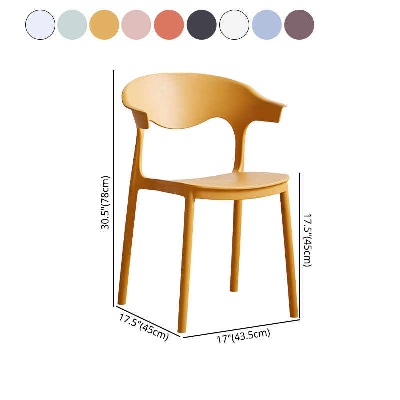 Silla apilable de cocina contemporánea, silla lateral sin brazos con patas de plástico