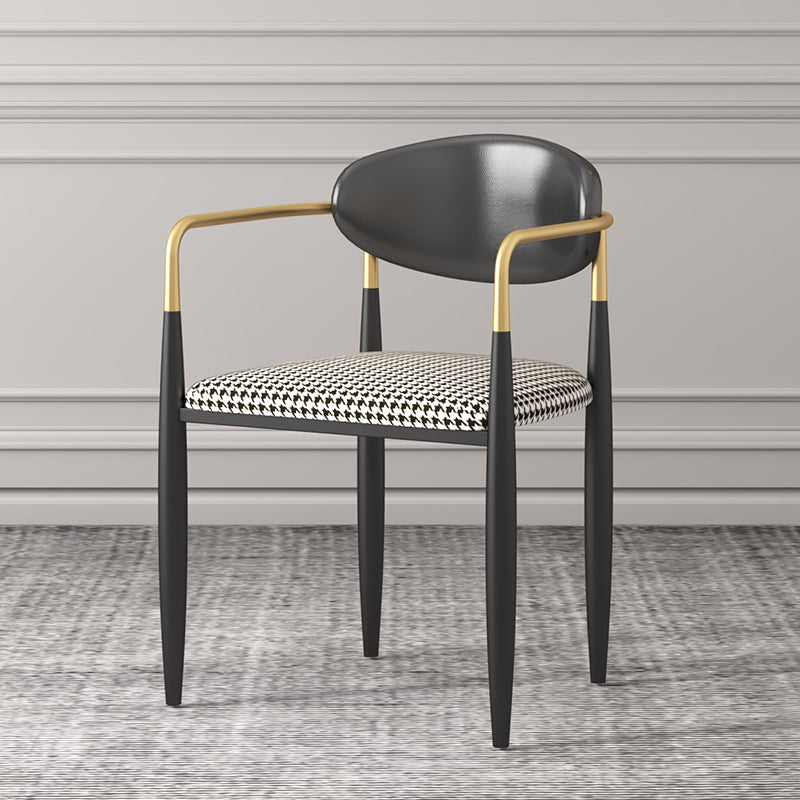 Silla de cocina contemporánea, silla auxiliar con brazo de comedor y patas de metal