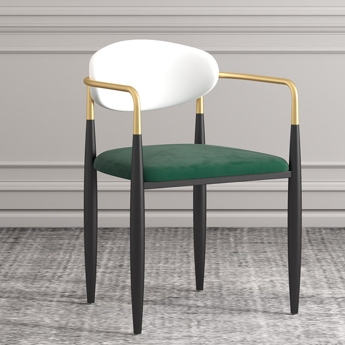 Silla de cocina contemporánea, silla auxiliar con brazo de comedor y patas de metal