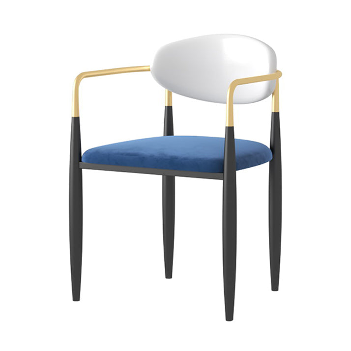 Silla de cocina contemporánea, silla auxiliar con brazo de comedor y patas de metal