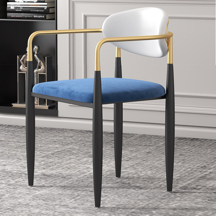 Silla de cocina contemporánea, silla auxiliar con brazo de comedor y patas de metal