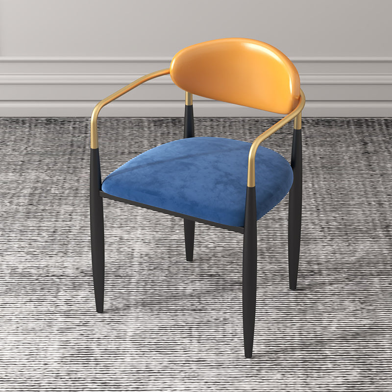 Silla de cocina contemporánea, silla auxiliar con brazo de comedor y patas de metal