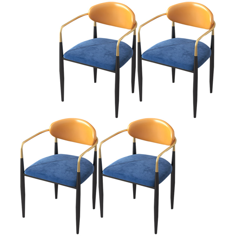 Silla de cocina contemporánea, silla auxiliar con brazo de comedor y patas de metal