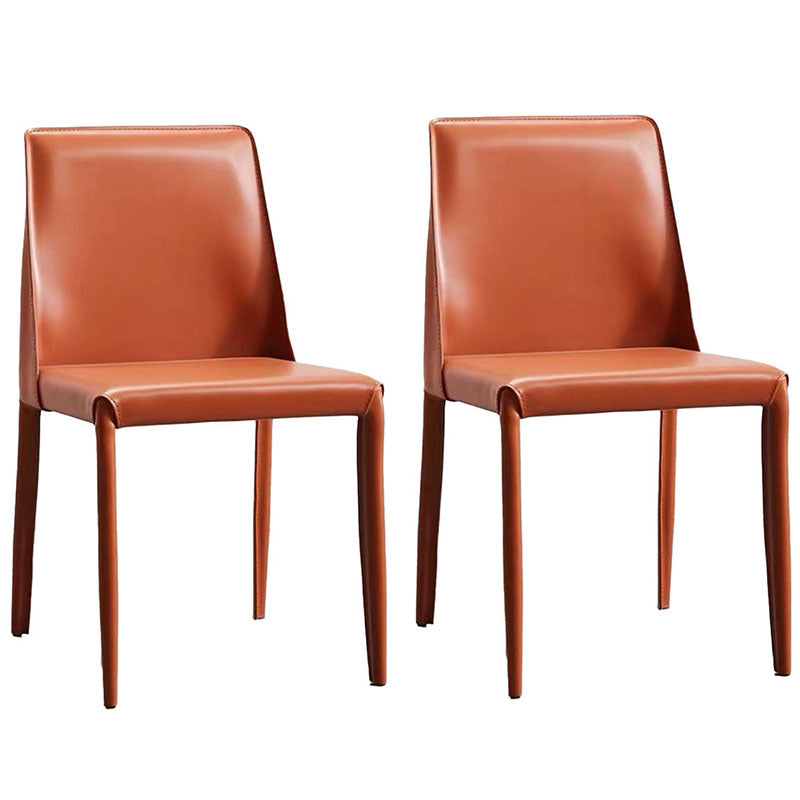 Chaise de salle à manger en métal moderne sans accoudoirs, chaise de salle à manger en cuir pour usage domestique