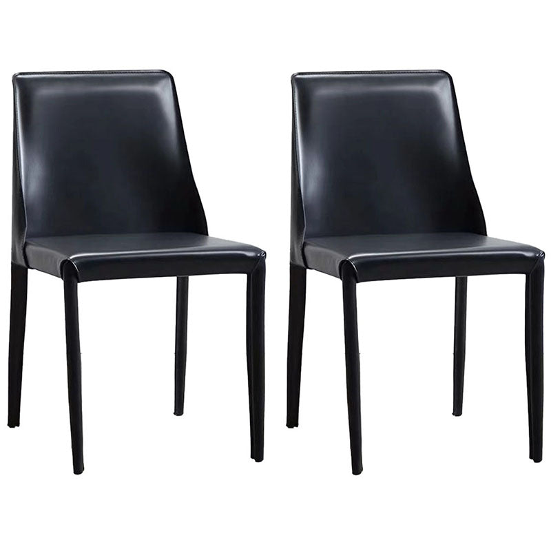 Chaise de salle à manger en métal moderne sans accoudoirs, chaise de salle à manger en cuir pour usage domestique