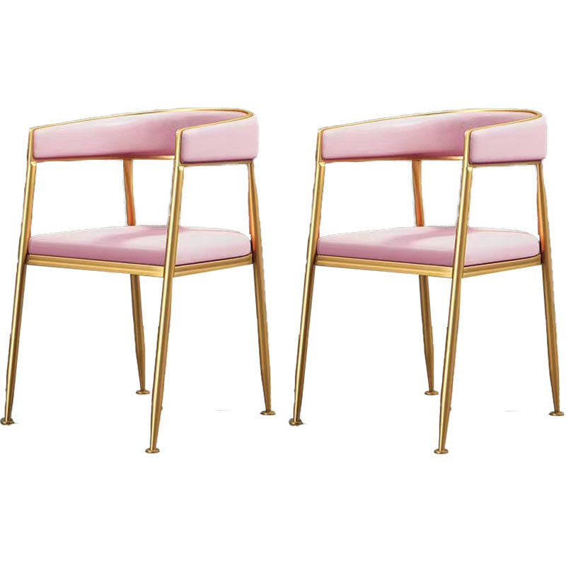 Silla de comedor tapizada con brazo de metal Glam, silla lateral de comedor para uso en restaurantes