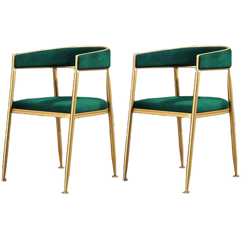 Silla de comedor tapizada con brazo de metal Glam, silla lateral de comedor para uso en restaurantes