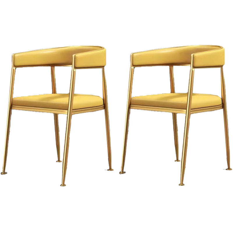 Silla de comedor tapizada con brazo de metal Glam, silla lateral de comedor para uso en restaurantes