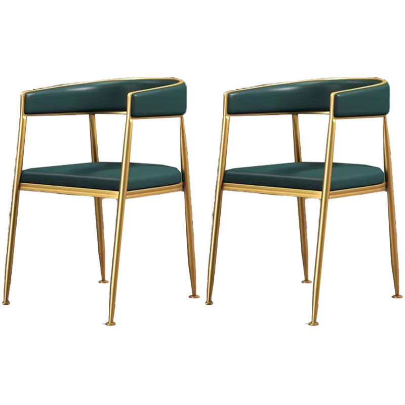 Silla de comedor tapizada con brazo de metal Glam, silla lateral de comedor para uso en restaurantes