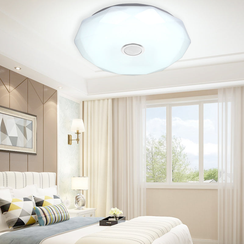 Simple Ceiling Light Fixture Acrylic Bluetooth LED Bedroom Ceiling Flush Mount in White