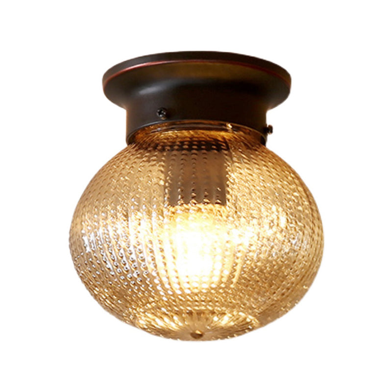 Glass Black Ceiling Mount Light Fixture Round Simplicity Close to Ceiling Lamp