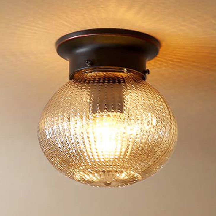Glass Black Ceiling Mount Light Fixture Round Simplicity Close to Ceiling Lamp