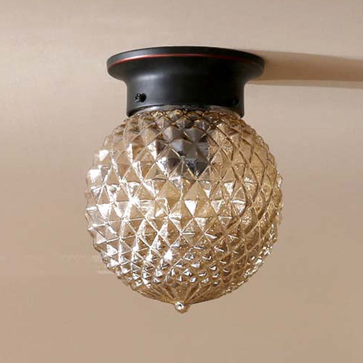 Glass Black Ceiling Mount Light Fixture Round Simplicity Close to Ceiling Lamp