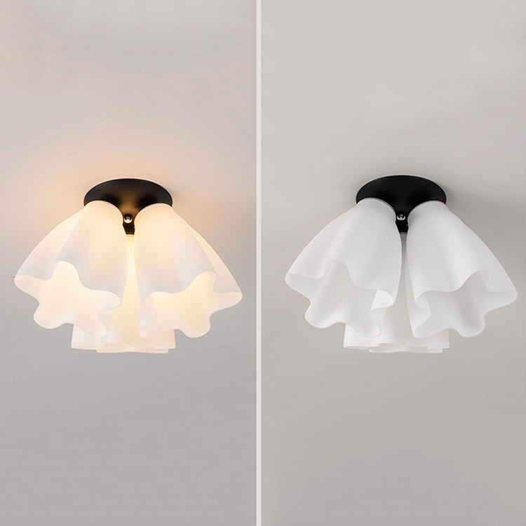 Glass Black Ceiling Flush Mount Light Floral Minimalist Ceiling Mounted Fixture