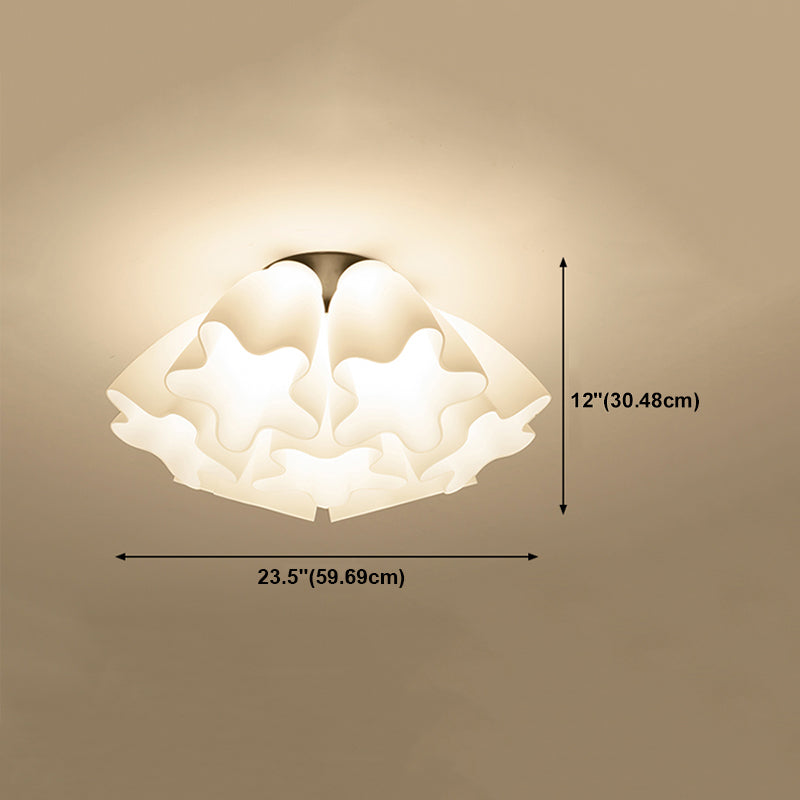 Glass Black Ceiling Flush Mount Light Floral Minimalist Ceiling Mounted Fixture