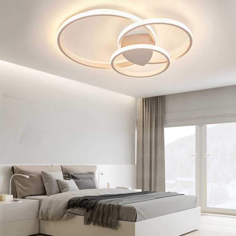 LED Flush Mounted Ceiling Lights Ring Contemporary Lighting Fixture for Living Room