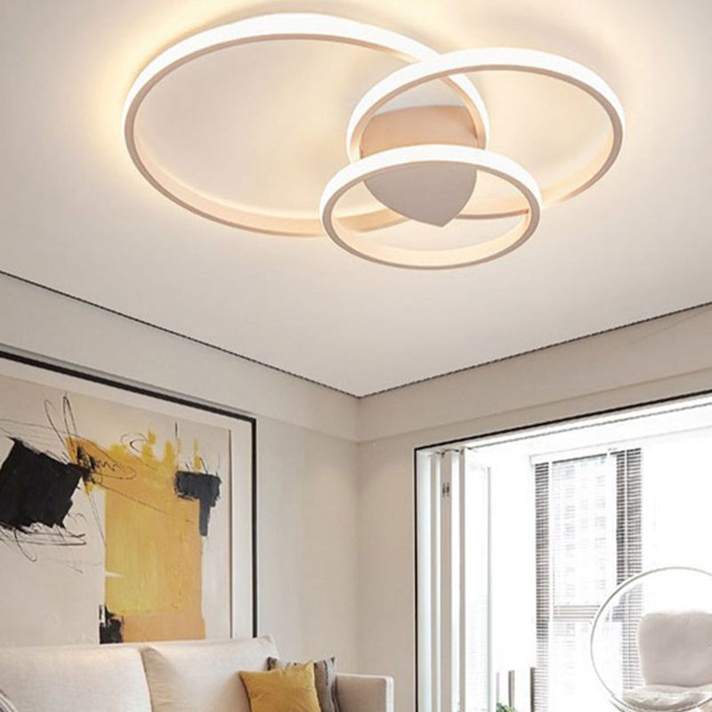 LED Flush Mounted Ceiling Lights Ring Contemporary Lighting Fixture for Living Room