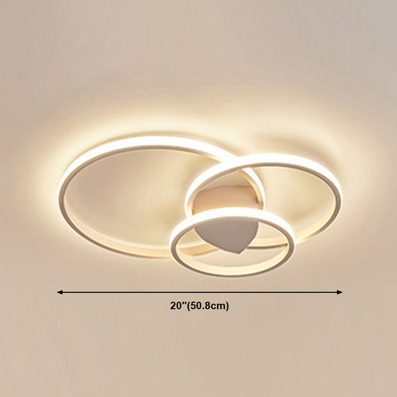 LED Flush Mounted Ceiling Lights Ring Contemporary Lighting Fixture for Living Room