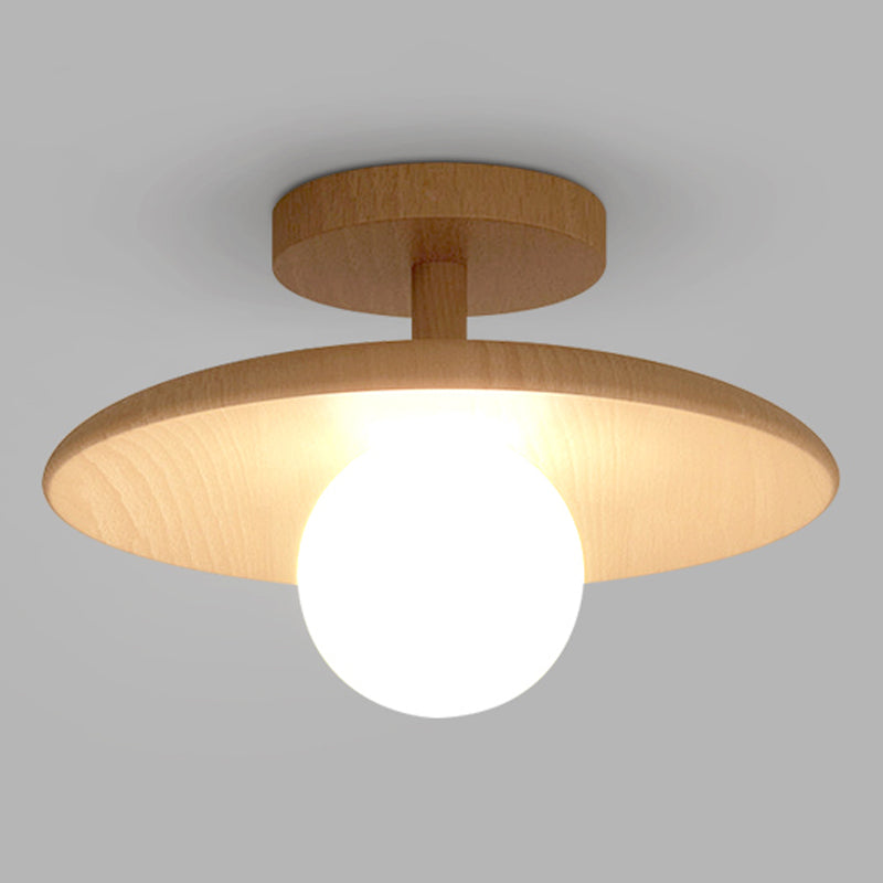 Luminaire à chasse d'eau contemporain 1 Light Wood Flush Mount Lampes en marron