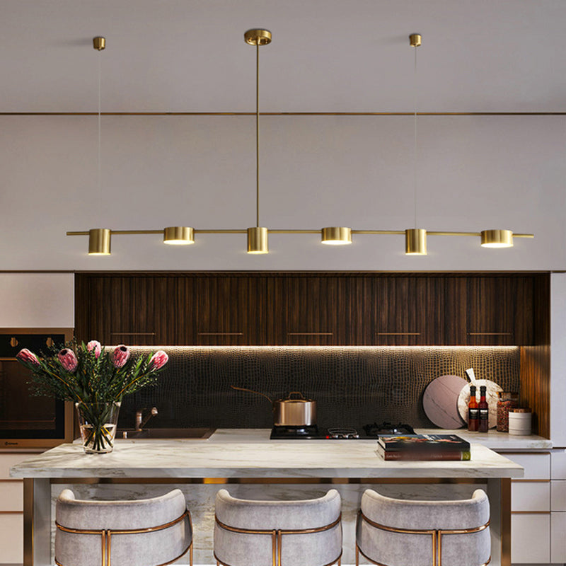 Luces colgantes de isla de metal de isla de cilindro de estilo contemporáneo