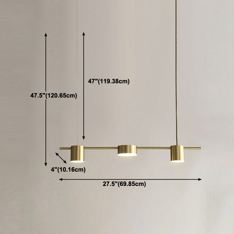Luces colgantes de isla de metal de isla de cilindro de estilo contemporáneo