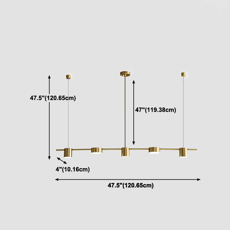 Luces colgantes de isla de metal de isla de cilindro de estilo contemporáneo