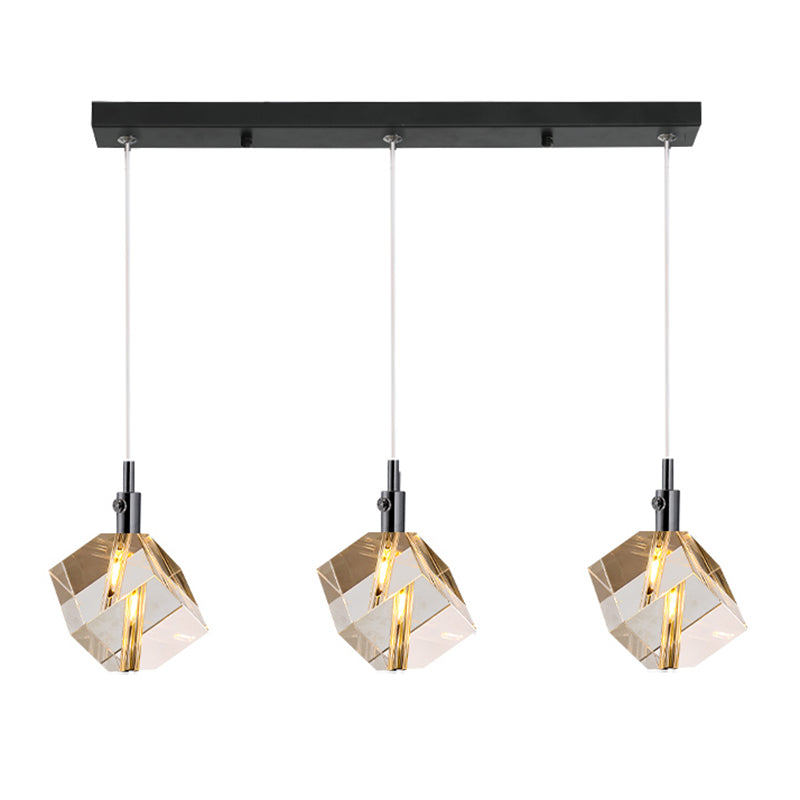 Accesorios de iluminación de estilo cuadrado moderno Ideas de iluminación de la isla de cristal