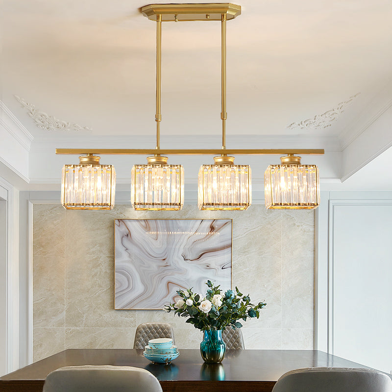 Modern Style Square Island Lighting Fixtures Crystal Island Pendant Lights