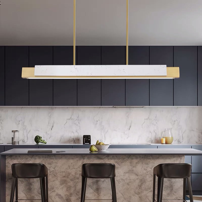 Contemporary Style Linear Hanging Pendant Light Marble 1- Light Pendant Light Fixture