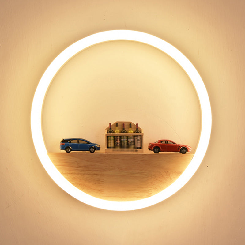 Moderner Wandleuchte runde Form Holz 1-Licht-Wandhalterung Licht