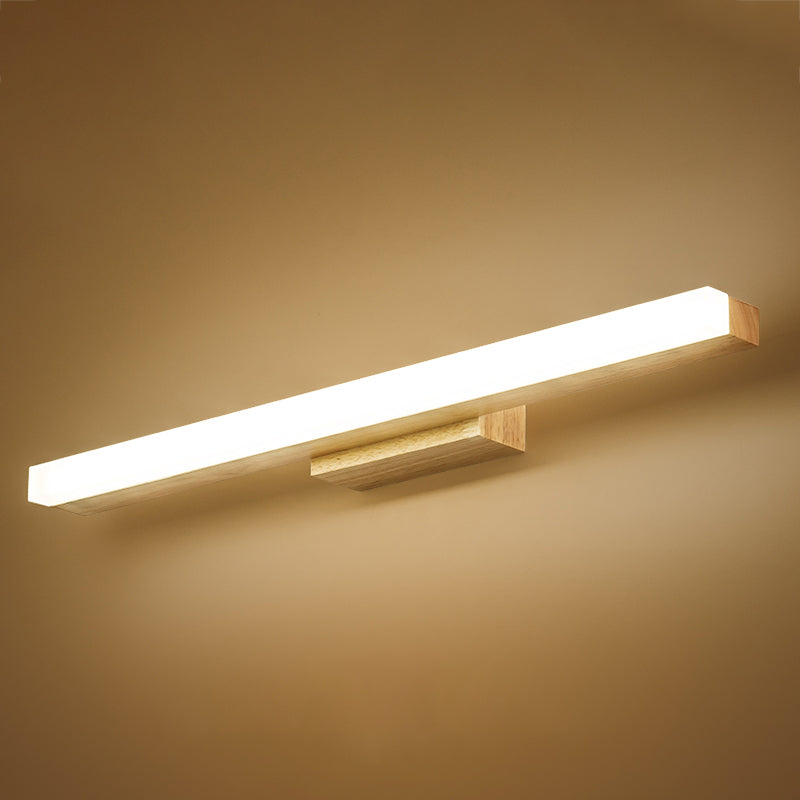 Linear Shade Wood Wall Sconce Modern Style 1 Light Mirror Wall Mount Lighting in Brown