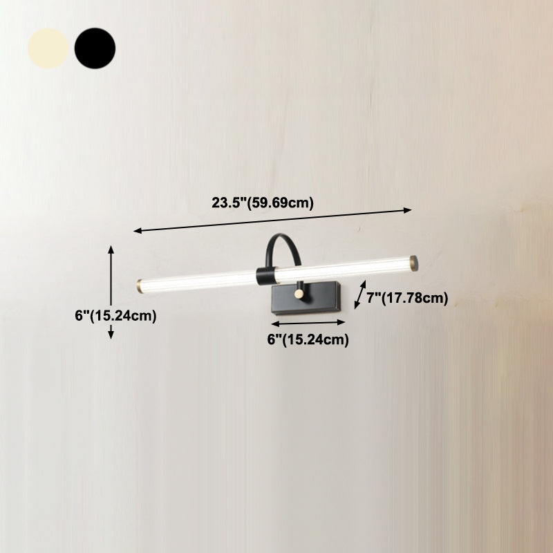 Linear Shade Metal Wall Sconce Modern Style 1 Light Mirror Wall Mount Lighting