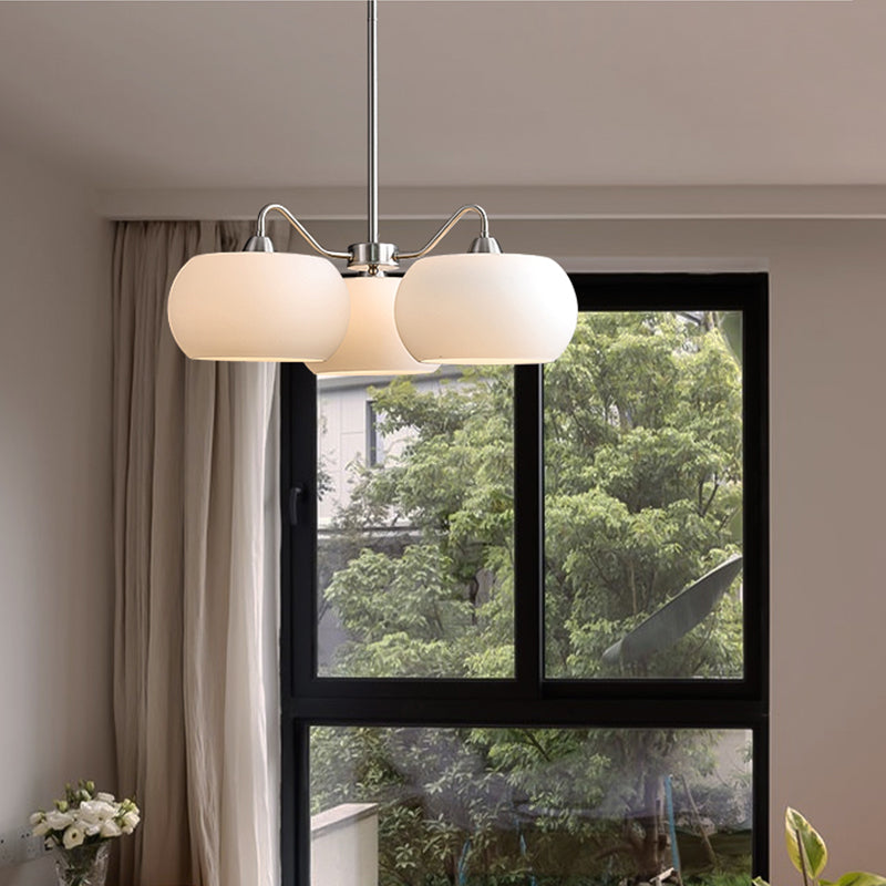 Modern Pendant Light White Glass Sputnik Ceiling Light for Living Room