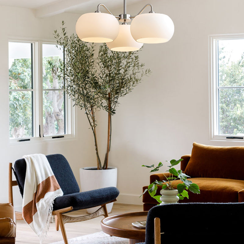 Modern Pendant Light White Glass Sputnik Ceiling Light for Living Room