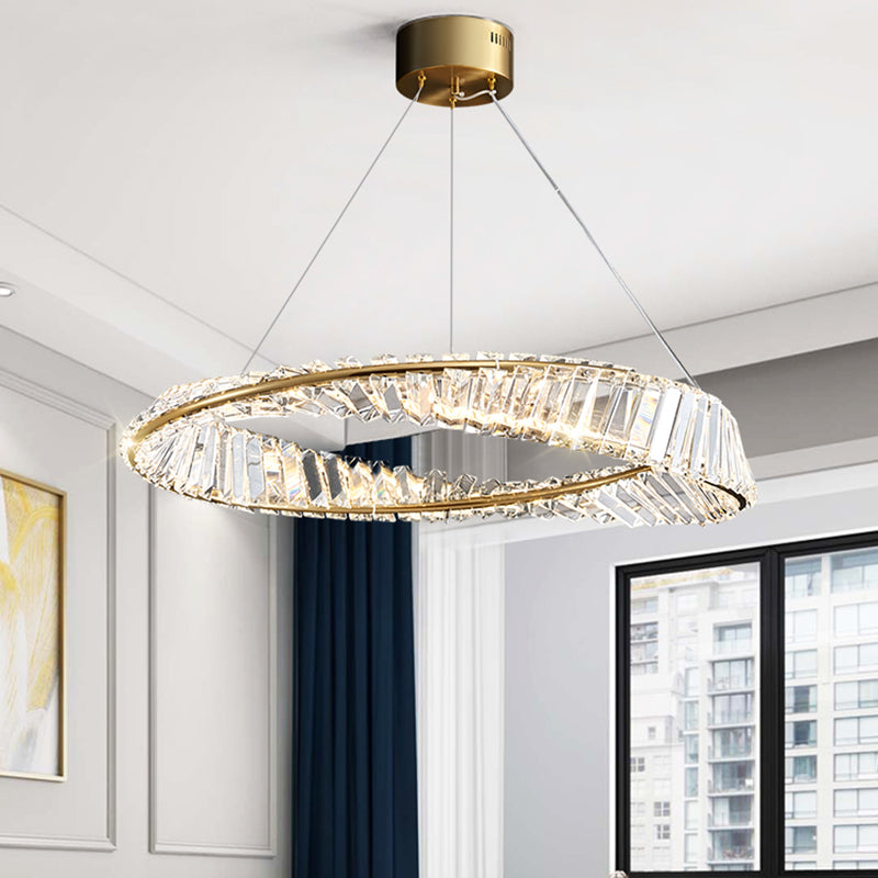 Cosco de techo contemporáneo colgante de iluminación de oro de cristal para sala de estar