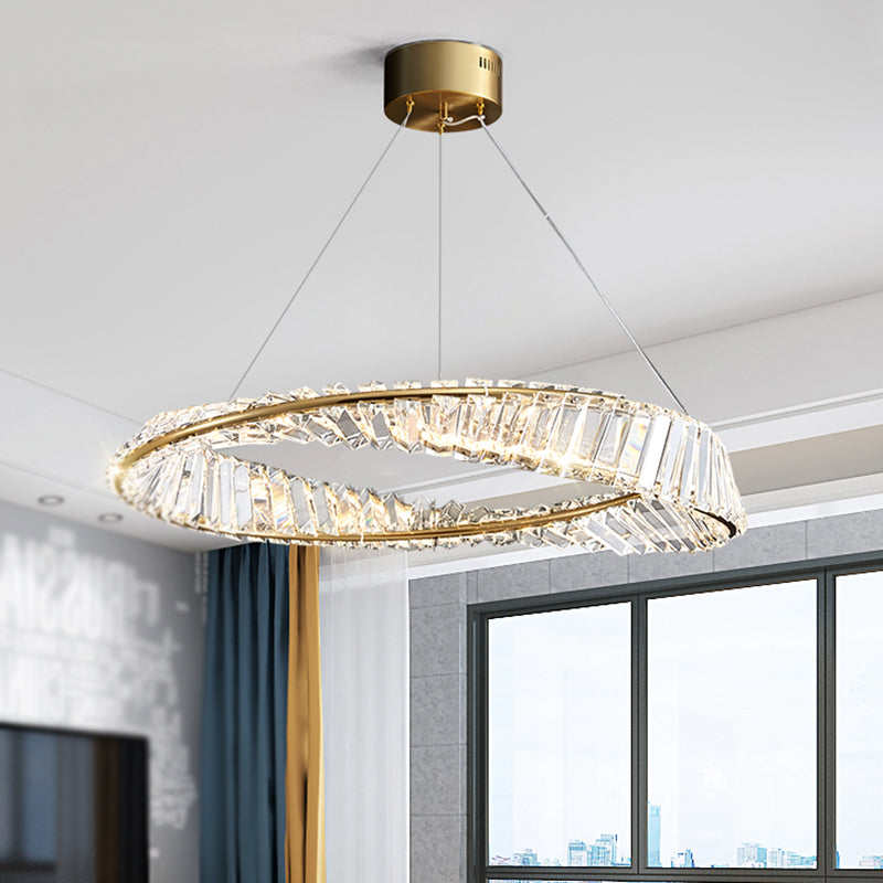 Cosco de techo contemporáneo colgante de iluminación de oro de cristal para sala de estar