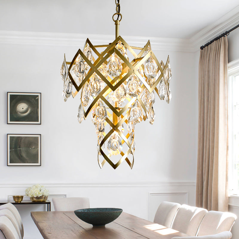 Accesorio de lámpara de lámpara de metal posmoderno lámpara de araña de oro para sala de estar