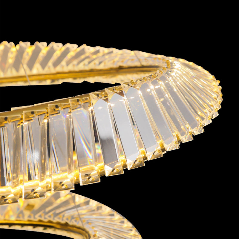 Luz de araña de cristal moderna luz colgante de dos niveles para sala de estar