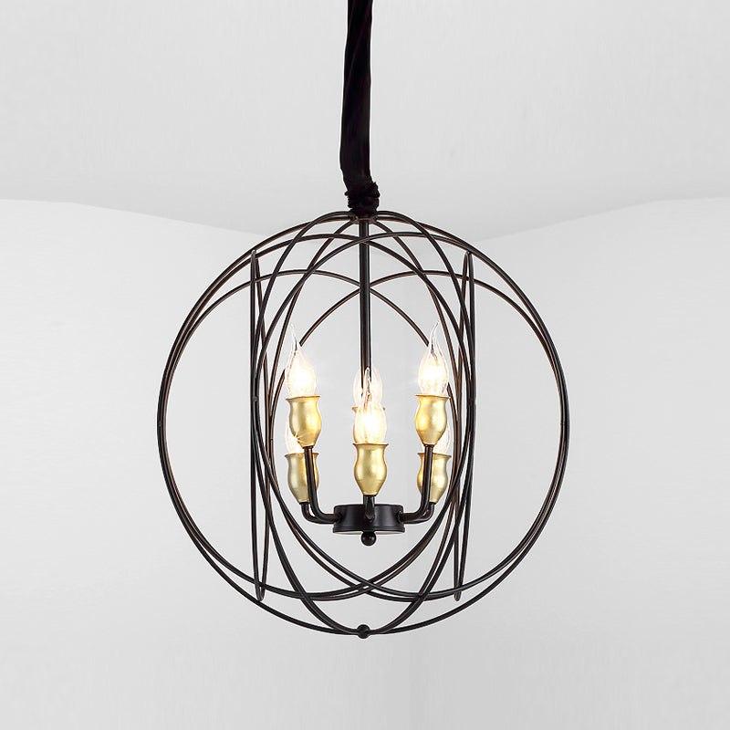 Wrought Iron Hanging Pendant Lights Vintage Global Hanging Lamps for Living Room