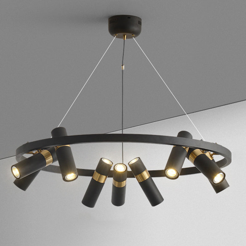 Multi Light Chandelier Metal Postmodern Black Pendant Lighting Fixtures for Bedroom