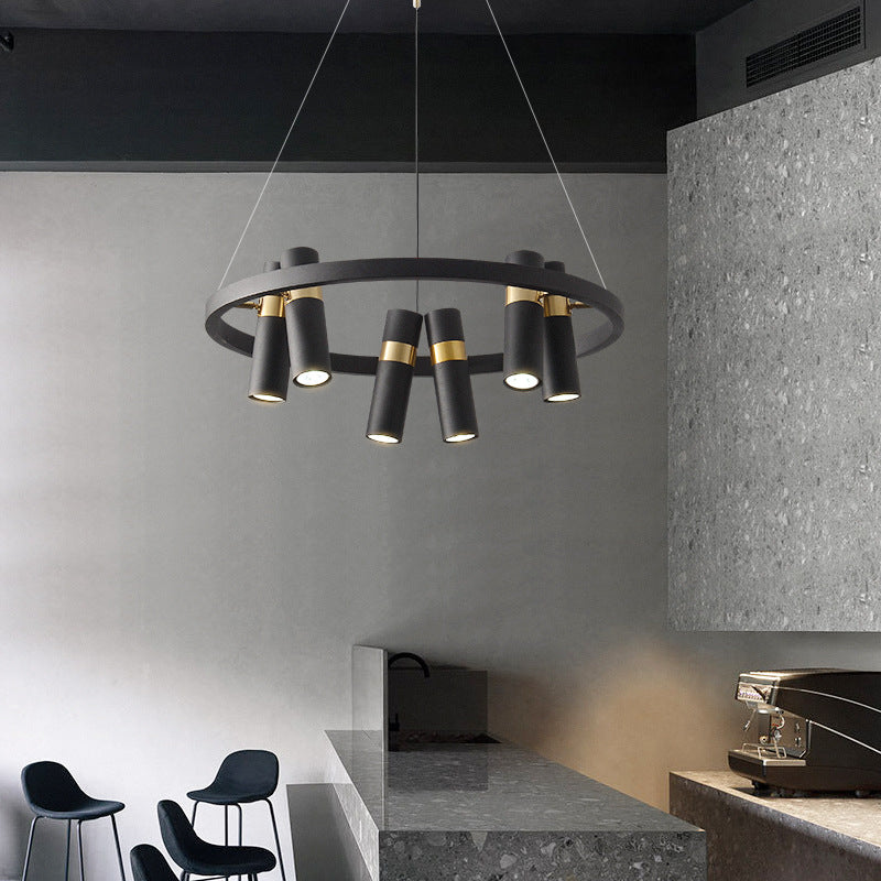 Multi Light Chandelier Metal Postmodern Black Pendant Lighting Fixtures for Bedroom