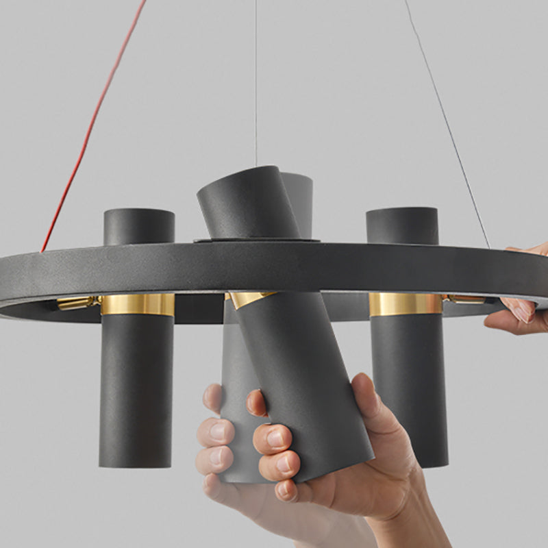 Multi Light Chandelier Metal Postmodern Black Pendant Lighting Fixtures for Bedroom