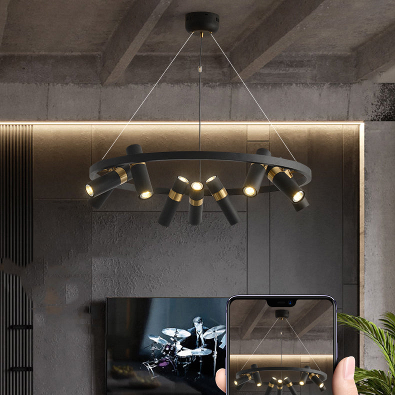 Multi Light Chandelier Metal Postmodern Black Pendant Lighting Fixtures for Bedroom