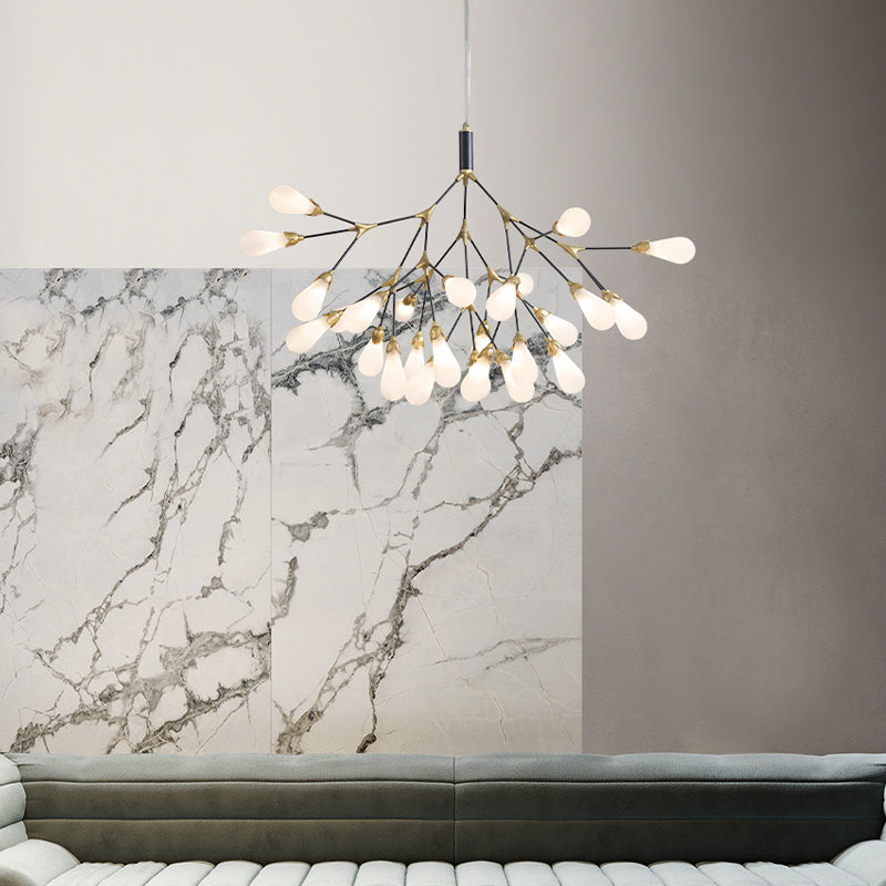 Wit glazen kroonluchter verlichtingsarmatuur moderne kroonluchter hanglamp voor woonkamer