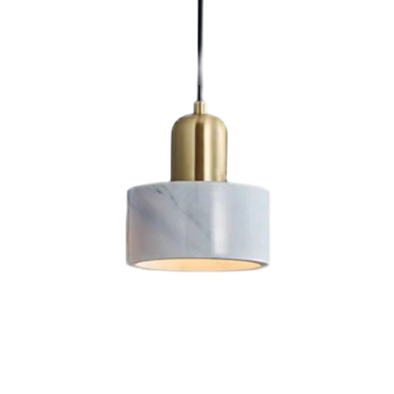 Brass Finish Small Pendant Light Nordic 1-Bulb Marble Suspension Lamp for Bedroom