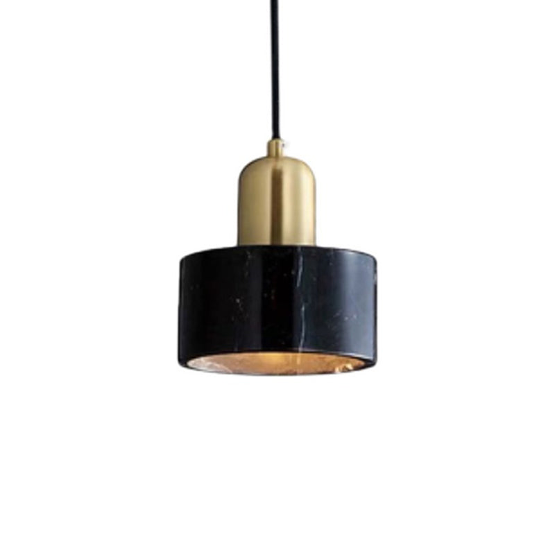 Brass Finish Small Pendant Light Nordic 1-Bulb Marble Suspension Lamp for Bedroom